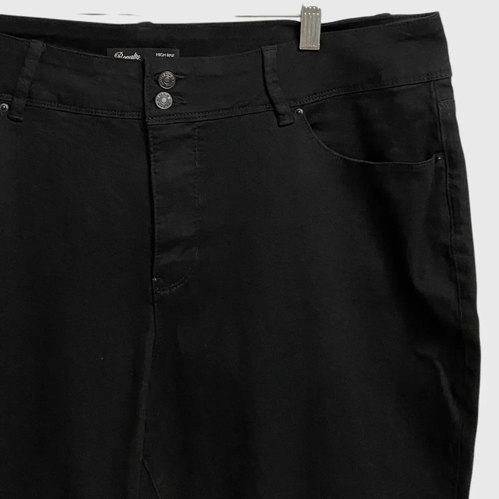 Royalty For Me Women's High Rise Ankle Skinny Jeans Size 20W Black Cuffed Hem